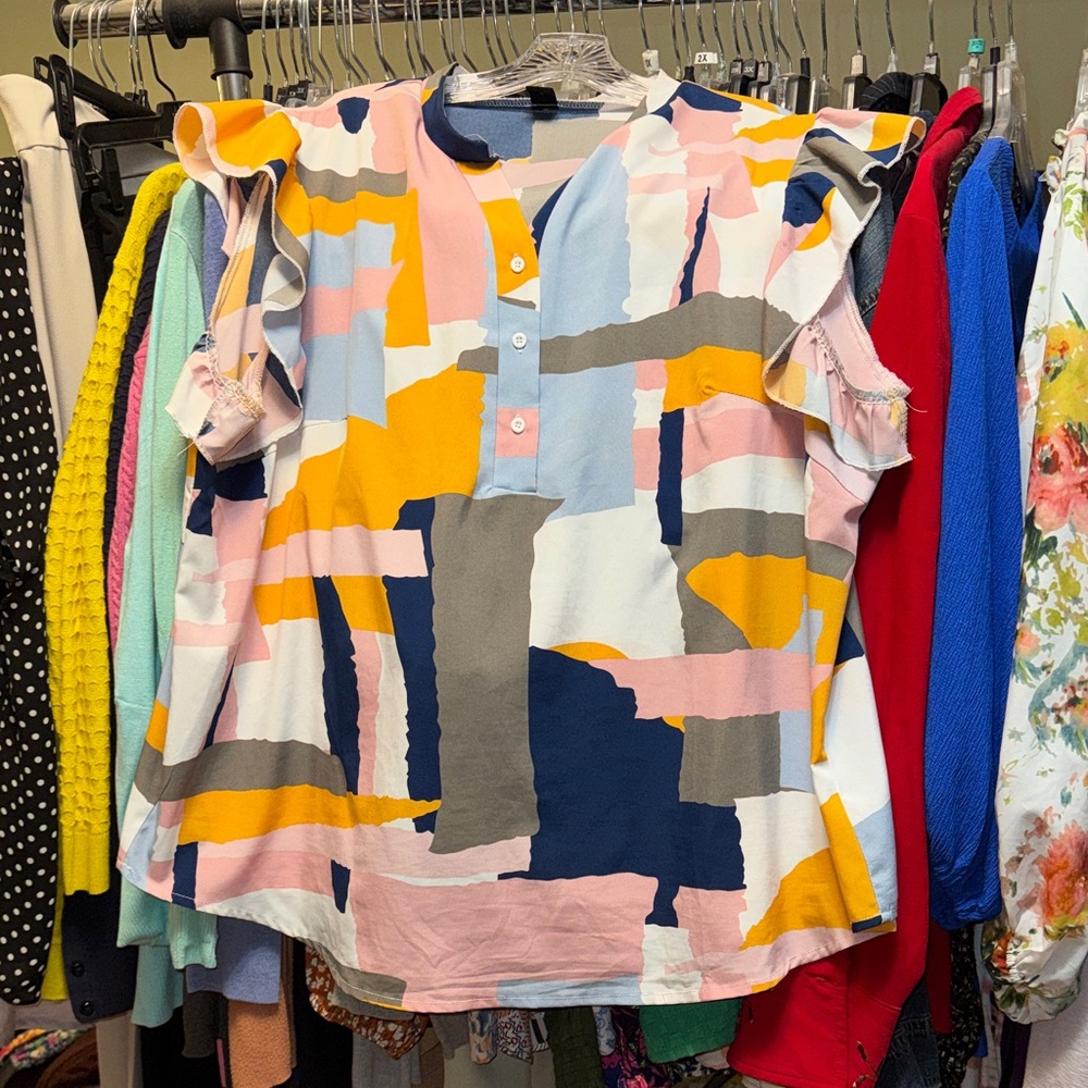 SHEIN Multicolor Abstract Kids Blouse